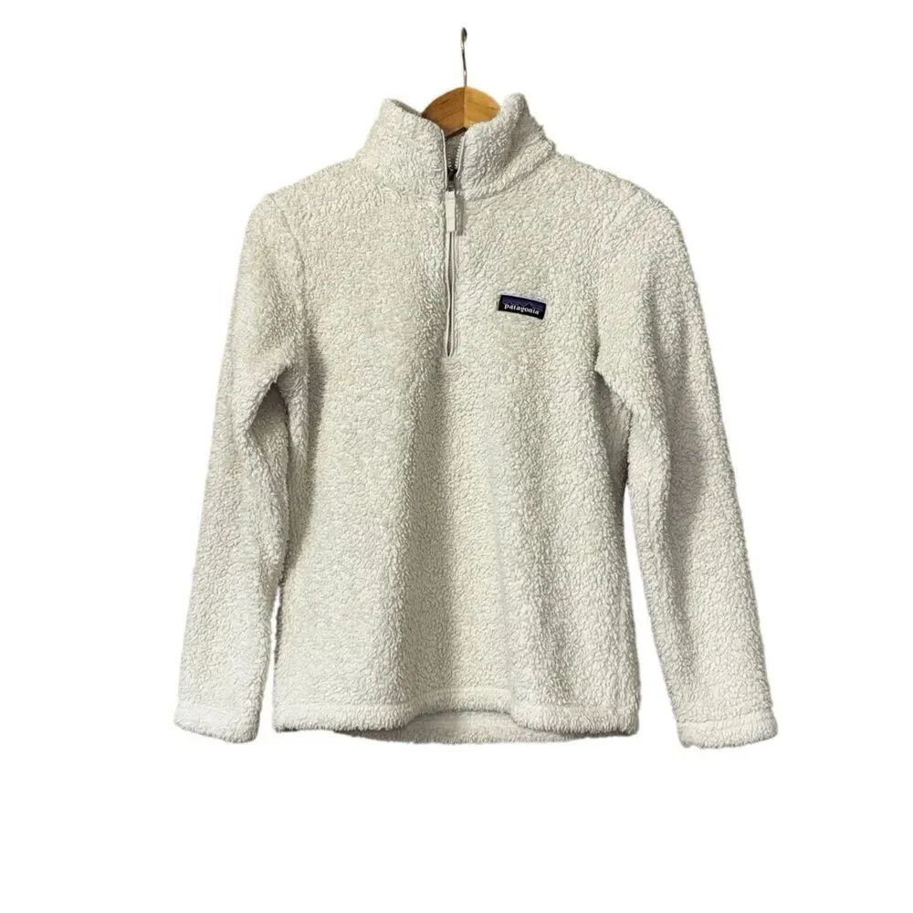 Patagonia Los Gatos Fuzzy Fleece quarter zip Pull-over sweater jacket ivory crea